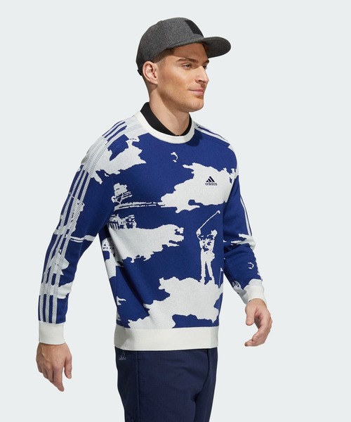 adidas（アディダス）の「ヒストリカルジャカード  長袖クルーネックセーター【adidas Golf/アディダスゴルフ】（ニット/セーター・メンズ・ブラック/ダークブルー・X-LARGE/SMALL/MEDIUM/XX-LARGE/LARGE）」の17枚目の写真