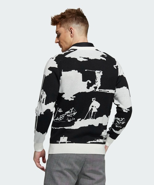 adidas（アディダス）の「ヒストリカルジャカード  長袖クルーネックセーター【adidas Golf/アディダスゴルフ】（ニット/セーター・メンズ・ブラック/ダークブルー・X-LARGE/SMALL/MEDIUM/XX-LARGE/LARGE）」の3枚目の写真