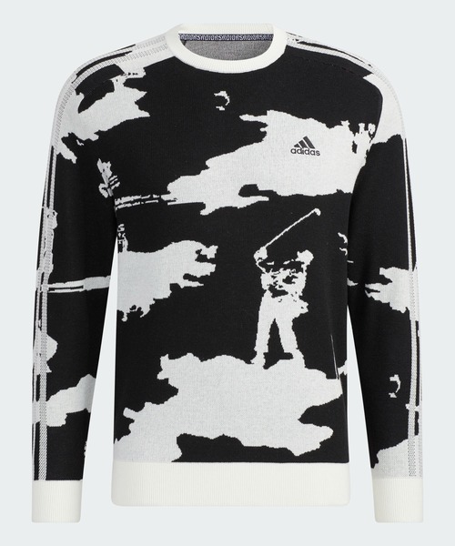 adidas（アディダス）の「ヒストリカルジャカード  長袖クルーネックセーター【adidas Golf/アディダスゴルフ】（ニット/セーター・メンズ・ブラック/ダークブルー・X-LARGE/SMALL/MEDIUM/XX-LARGE/LARGE）」の5枚目の写真