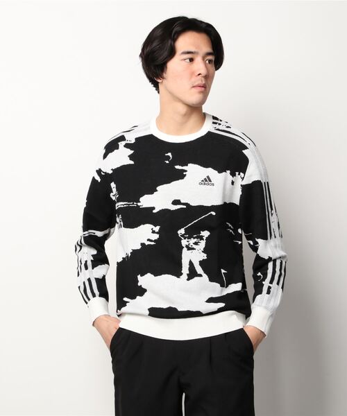 adidas（アディダス）の「ヒストリカルジャカード  長袖クルーネックセーター【adidas Golf/アディダスゴルフ】（ニット/セーター・メンズ・ブラック/ダークブルー・X-LARGE/SMALL/MEDIUM/XX-LARGE/LARGE）」の8枚目の写真