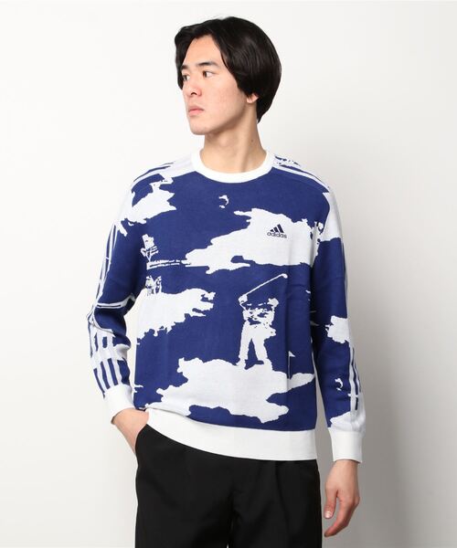 adidas（アディダス）の「ヒストリカルジャカード  長袖クルーネックセーター【adidas Golf/アディダスゴルフ】（ニット/セーター・メンズ・ブラック/ダークブルー・X-LARGE/SMALL/MEDIUM/XX-LARGE/LARGE）」の10枚目の写真