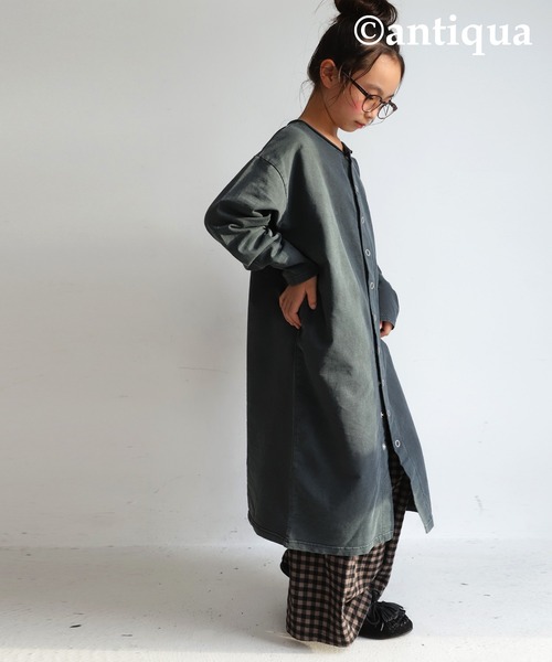 antiqua(アンティカ)の「綿100%生地3WAYワンピース(ワンピース・キッズ・パープル/カーキ/スミクロ・4/6/3/5)」の5枚目の写真