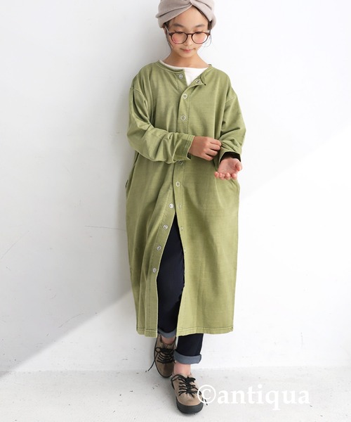 antiqua(アンティカ)の「綿100%生地3WAYワンピース(ワンピース・キッズ・パープル/カーキ/スミクロ・4/6/3/5)」の14枚目の写真