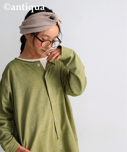 antiqua(アンティカ)の「綿100%生地3WAYワンピース(ワンピース・キッズ・パープル/カーキ/スミクロ・4/6/3/5)」の15枚目の写真