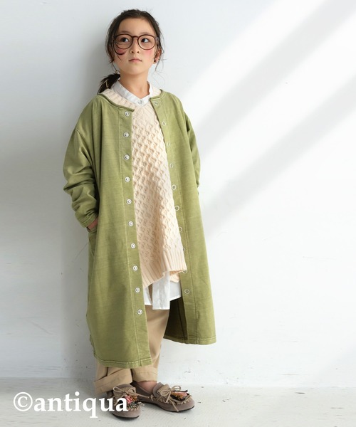 antiqua(アンティカ)の「綿100%生地3WAYワンピース(ワンピース・キッズ・パープル/カーキ/スミクロ・4/6/3/5)」の19枚目の写真
