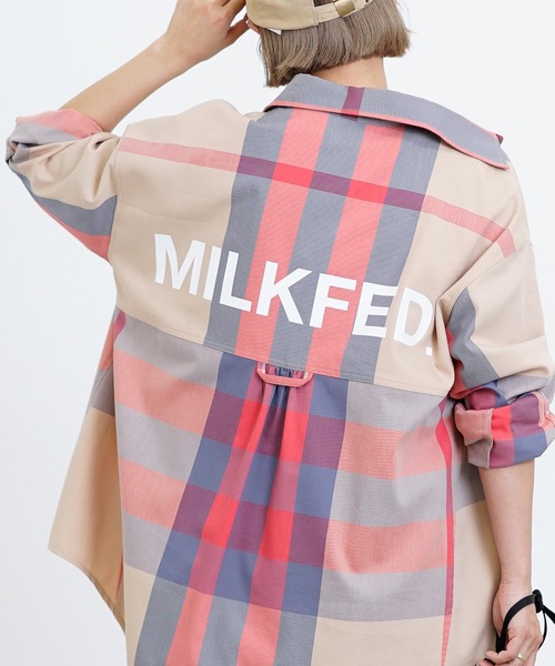 MILKFED.(ミルクフェド)の「BIG POCKET PLAID SHIRT(シャツ/ブラウス・レディース・イエロー/ベージュ/ライトピンク・ONE SIZE)」の2枚目の写真