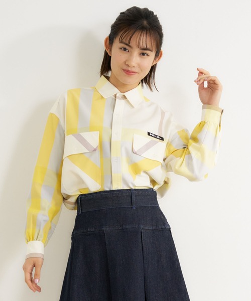 MILKFED.(ミルクフェド)の「BIG POCKET PLAID SHIRT(シャツ/ブラウス・レディース・イエロー/ベージュ/ライトピンク・ONE SIZE)」の1枚目の写真