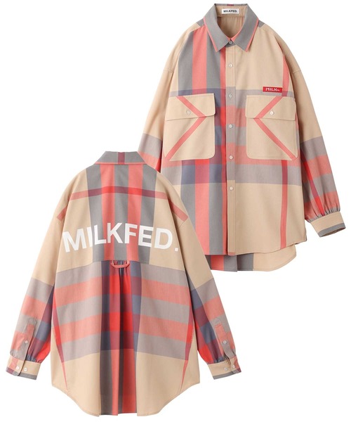 MILKFED.(ミルクフェド)の「BIG POCKET PLAID SHIRT(シャツ/ブラウス・レディース・イエロー/ベージュ/ライトピンク・ONE SIZE)」の4枚目の写真