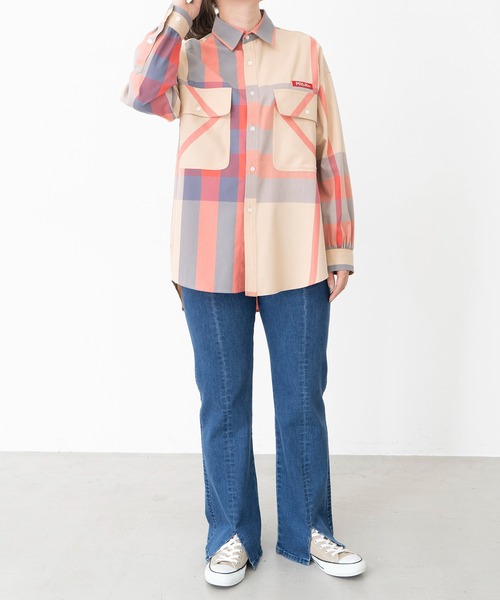 MILKFED.(ミルクフェド)の「BIG POCKET PLAID SHIRT(シャツ/ブラウス・レディース・イエロー/ベージュ/ライトピンク・ONE SIZE)」の6枚目の写真
