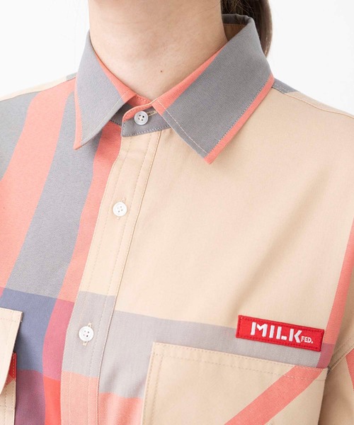 MILKFED.(ミルクフェド)の「BIG POCKET PLAID SHIRT(シャツ/ブラウス・レディース・イエロー/ベージュ/ライトピンク・ONE SIZE)」の5枚目の写真