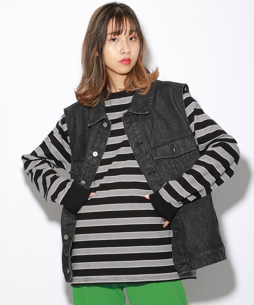 PBLIM（ページボーイリム）の「【PAGEBOYLIM】マルチボーダーロンT（Tシャツ/カットソー・レディース・ブラック系その他/グレー系その他・MEDIUM/LARGE）」の15枚目の写真