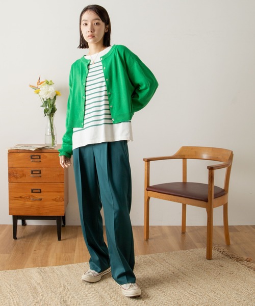 ANGIE（アンジー）の「スナップボタンショート2WAYニットカーディガン（カーディガン/ボレロ・レディース・グリーン/オフホワイト/イエロー/オレンジ/ピンク/ブラック・FREE）」の19枚目の写真