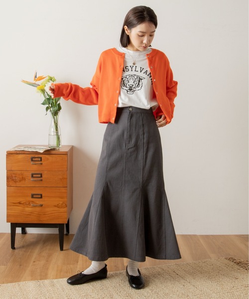 ANGIE（アンジー）の「スナップボタンショート2WAYニットカーディガン（カーディガン/ボレロ・レディース・グリーン/オフホワイト/イエロー/オレンジ/ピンク/ブラック・FREE）」の22枚目の写真