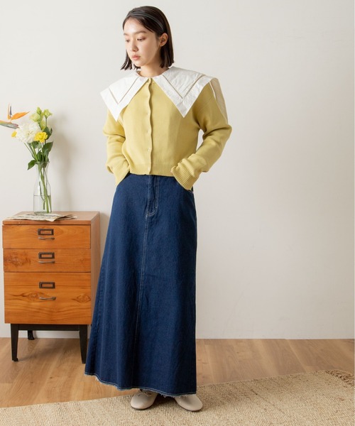 ANGIE（アンジー）の「スナップボタンショート2WAYニットカーディガン（カーディガン/ボレロ・レディース・グリーン/オフホワイト/イエロー/オレンジ/ピンク/ブラック・FREE）」の20枚目の写真