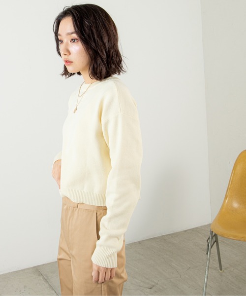 ANGIE（アンジー）の「スナップボタンショート2WAYニットカーディガン（カーディガン/ボレロ・レディース・グリーン/オフホワイト/イエロー/オレンジ/ピンク/ブラック・FREE）」の10枚目の写真