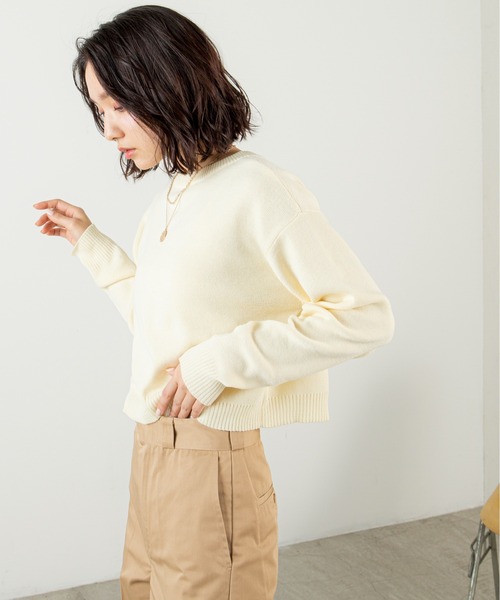 ANGIE（アンジー）の「スナップボタンショート2WAYニットカーディガン（カーディガン/ボレロ・レディース・グリーン/オフホワイト/イエロー/オレンジ/ピンク/ブラック・FREE）」の11枚目の写真