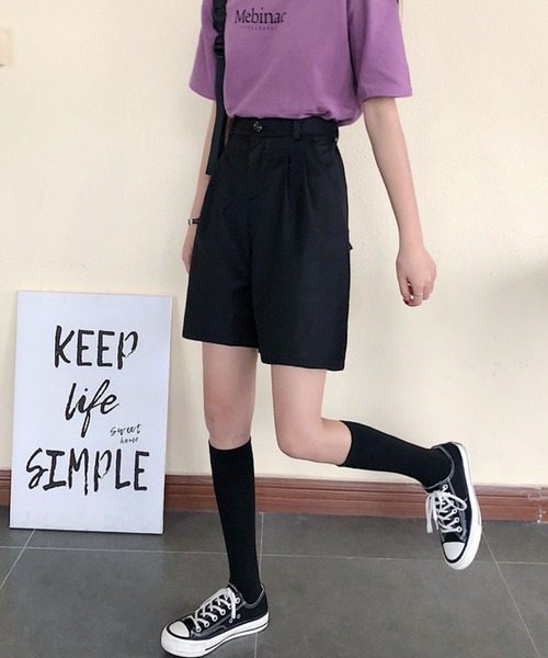 meJane(ミージェーン)の「Aラインフロントタックワイドショートパンツ【ZOZOTOWN限定】(その他パンツ・レディース・ブラック/グレー・S/M/L)」の6枚目の写真