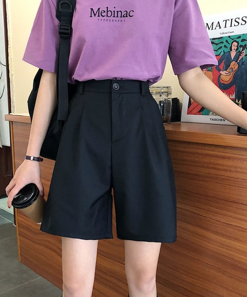 meJane(ミージェーン)の「Aラインフロントタックワイドショートパンツ【ZOZOTOWN限定】(その他パンツ・レディース・ブラック/グレー・S/M/L)」の3枚目の写真
