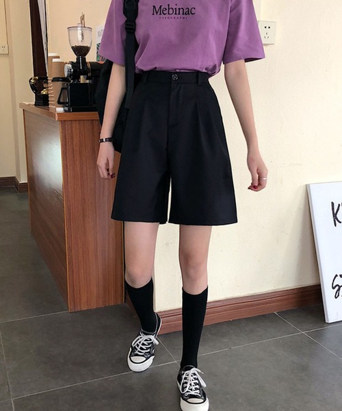 meJane(ミージェーン)の「Aラインフロントタックワイドショートパンツ【ZOZOTOWN限定】(その他パンツ・レディース・ブラック/グレー・S/M/L)」の5枚目の写真