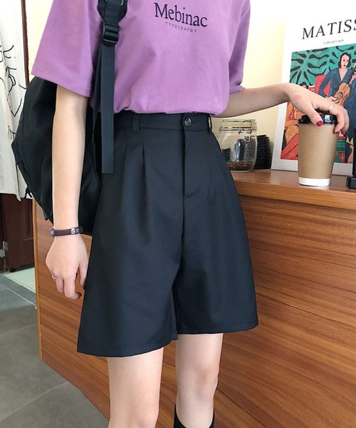 meJane(ミージェーン)の「Aラインフロントタックワイドショートパンツ【ZOZOTOWN限定】(その他パンツ・レディース・ブラック/グレー・S/M/L)」の8枚目の写真