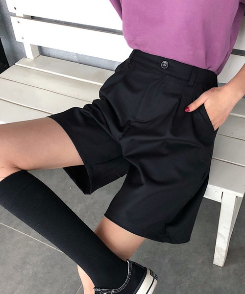 meJane(ミージェーン)の「Aラインフロントタックワイドショートパンツ【ZOZOTOWN限定】(その他パンツ・レディース・ブラック/グレー・S/M/L)」の9枚目の写真