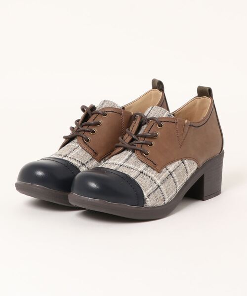 byあしながおじさん（バイアシナガオジサン）の「レースアップシューズ　-8980438_2109（その他シューズ・レディース・チェック/ライトベージュ/ライトブラウン・22.0cm/22.5cm/23.0cm/23.5cm/24.0cm/24.5cm/25.0cm）」の14枚目の写真