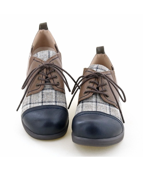 byあしながおじさん（バイアシナガオジサン）の「レースアップシューズ　-8980438_2109（その他シューズ・レディース・チェック/ライトベージュ/ライトブラウン・22.0cm/22.5cm/23.0cm/23.5cm/24.0cm/24.5cm/25.0cm）」の6枚目の写真
