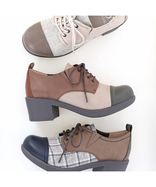byあしながおじさん（バイアシナガオジサン）の「レースアップシューズ　-8980438_2109（その他シューズ・レディース・チェック/ライトベージュ/ライトブラウン・22.0cm/22.5cm/23.0cm/23.5cm/24.0cm/24.5cm/25.0cm）」の13枚目の写真