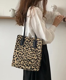 ジャガード織レオパードトートバッグ