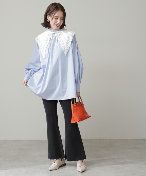 N.（N. Natural Beauty Basic）（エヌエヌナチュラルビューティーベーシック）の「【S Size Line】◆ヴィンテージ風フレアデニムパンツ（デニムパンツ・レディース・ブラック系その他/ライトインディゴブルー・SMALL/MEDIUM）」の7枚目の写真