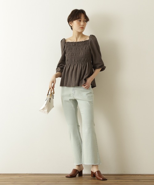 N.（N. Natural Beauty Basic）（エヌエヌナチュラルビューティーベーシック）の「【S Size Line】◆ヴィンテージ風フレアデニムパンツ（デニムパンツ・レディース・ブラック系その他/ライトインディゴブルー・SMALL/MEDIUM）」の21枚目の写真