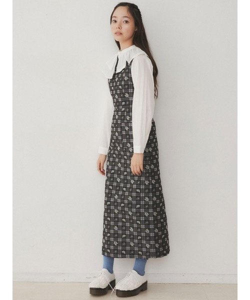 merry jenny（メリージェニー）の「check×flowerジャンパーワンピース