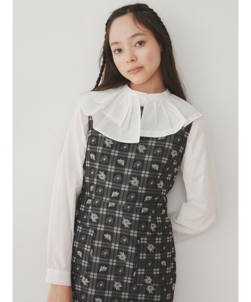 merry jenny（メリージェニー）の「check×flowerジャンパーワンピース（ワンピース・レディース・ピンク/ライトブルー・FREE）」の7枚目の写真