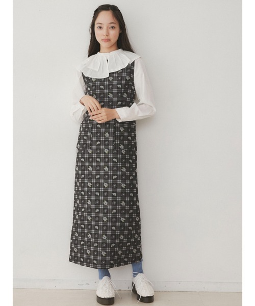 merry jenny（メリージェニー）の「check×flowerジャンパーワンピース（ワンピース・レディース・ピンク/ライトブルー・FREE）」の8枚目の写真