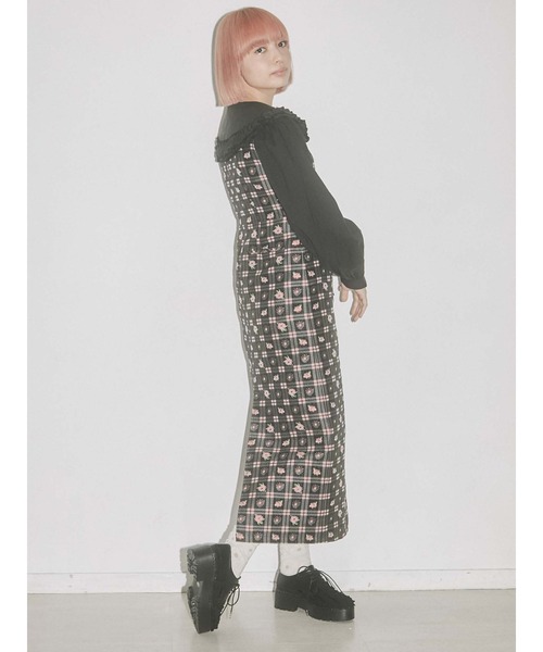 merry jenny（メリージェニー）の「check×flowerジャンパーワンピース（ワンピース・レディース・ピンク/ライトブルー・FREE）」の12枚目の写真