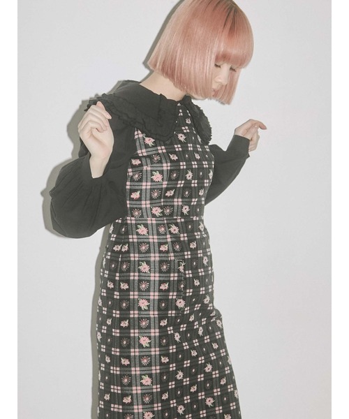 merry jenny（メリージェニー）の「check×flowerジャンパーワンピース（ワンピース・レディース・ピンク/ライトブルー・FREE）」の14枚目の写真