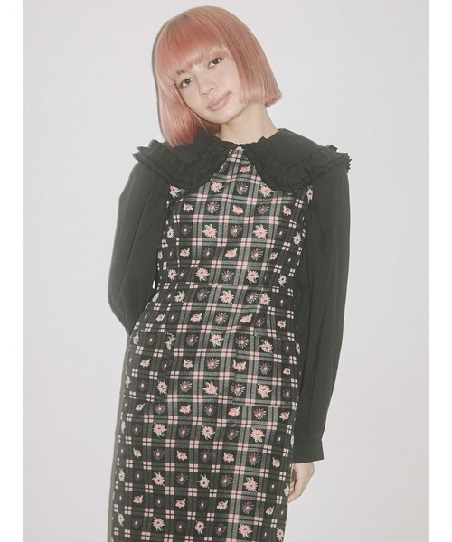 merry jenny（メリージェニー）の「check×flowerジャンパーワンピース（ワンピース・レディース・ピンク/ライトブルー・FREE）」の15枚目の写真