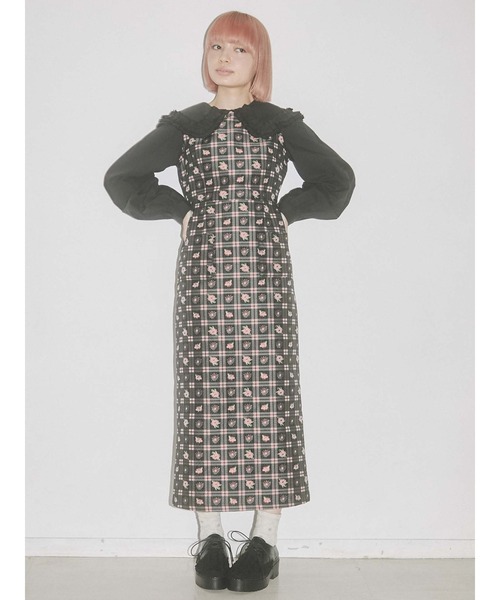 merry jenny（メリージェニー）の「check×flowerジャンパーワンピース（ワンピース・レディース・ピンク/ライトブルー・FREE）」の16枚目の写真