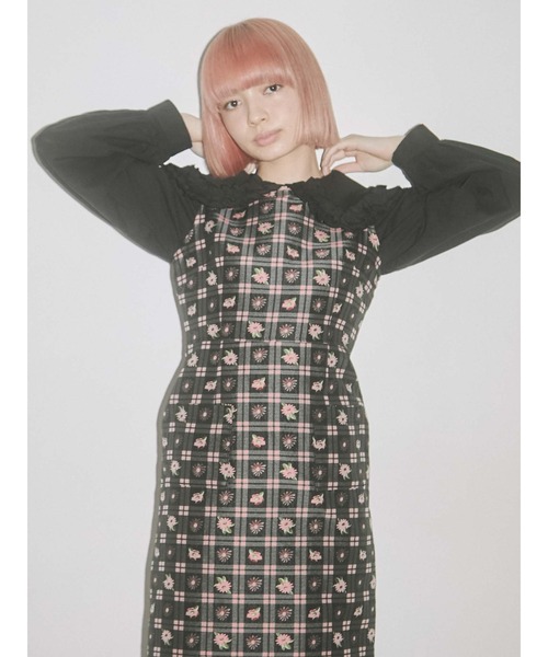 merry jenny（メリージェニー）の「check×flowerジャンパーワンピース（ワンピース・レディース・ピンク/ライトブルー・FREE）」の17枚目の写真
