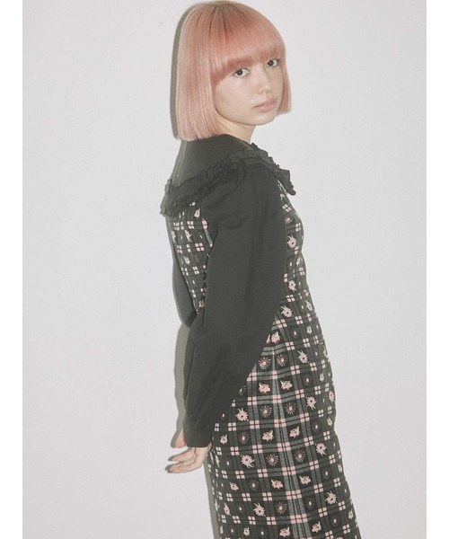 merry jenny（メリージェニー）の「check×flowerジャンパーワンピース（ワンピース・レディース・ピンク/ライトブルー・FREE）」の18枚目の写真