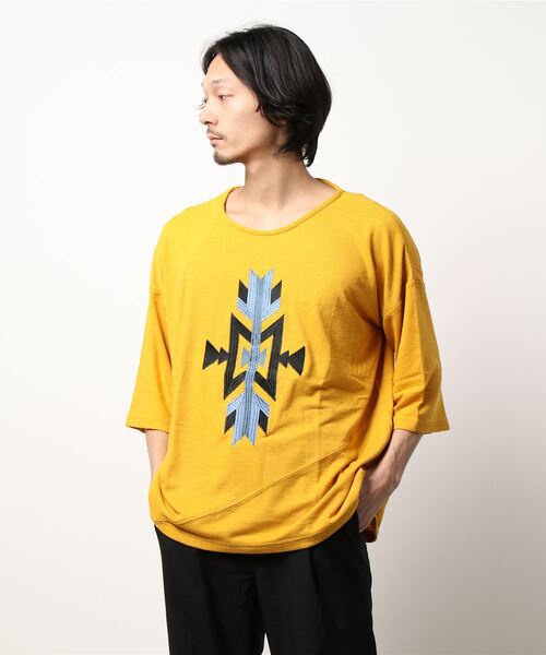 チャイハネ(チャイハネ)の「【チャイハネ】オルテガ柄刺繍メンズTシャツ(Tシャツ/カットソー・メンズ・ホワイト/ネイビー/グレー/イエロー・FREE)」の14枚目の写真