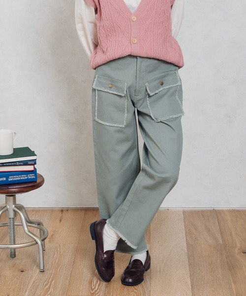 MUHET(ミュエータ)の「フロントポケットツイルパンツ(チノパンツ・レディース・ブラック/ベージュ/ミント・SMALL/MEDIUM/X-LARGE)」の2枚目の写真