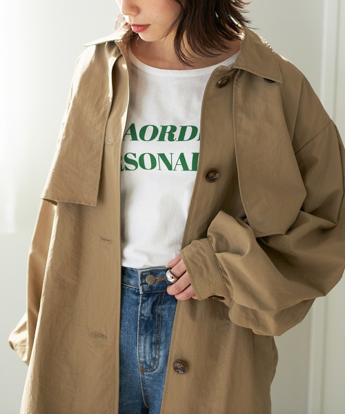 GeeRA(ジーラ)の「デザインステンカラーコート(ステンカラーコート・レディース・サンドベージュ/カーキ・MEDIUM/LARGE)」の18枚目の写真