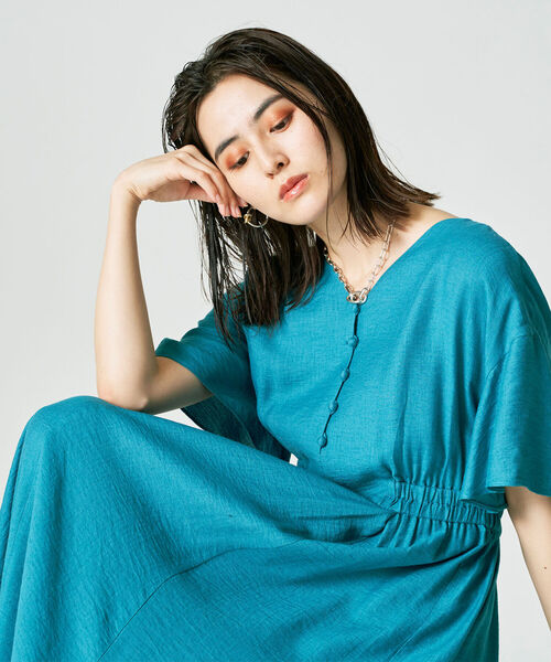 NOLLEY’S（ノーリーズ）の「◇【WEB限定】ジュピター前釦ワンピース（ワンピース・レディース・ブラック/ミント/ネイビー/ピンク・36/38）」の3枚目の写真