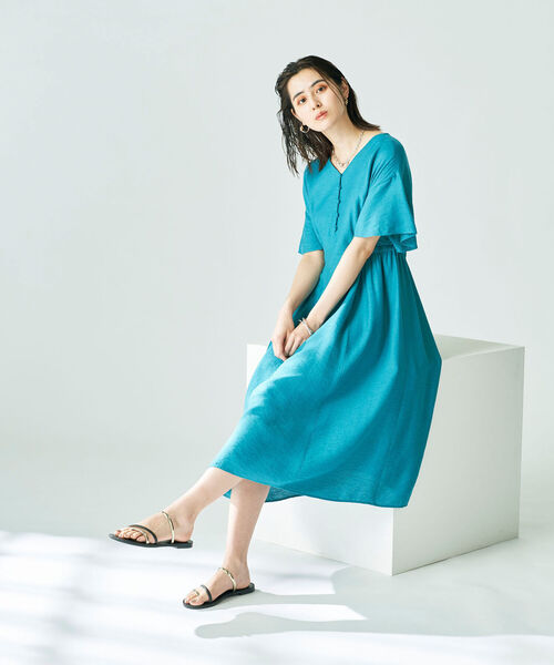 NOLLEY’S（ノーリーズ）の「◇【WEB限定】ジュピター前釦ワンピース（ワンピース・レディース・ブラック/ミント/ネイビー/ピンク・36/38）」の5枚目の写真