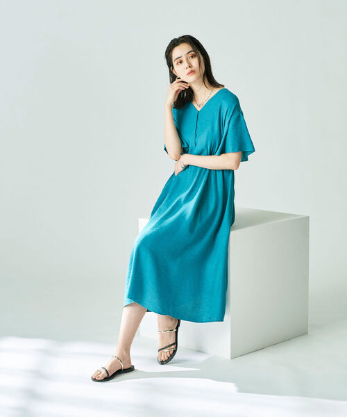 NOLLEY’S（ノーリーズ）の「◇【WEB限定】ジュピター前釦ワンピース（ワンピース・レディース・ブラック/ミント/ネイビー/ピンク・36/38）」の7枚目の写真