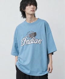 ★Bl★刺繍プリントオーバーサイズTシャツ 半袖 / INDIAN