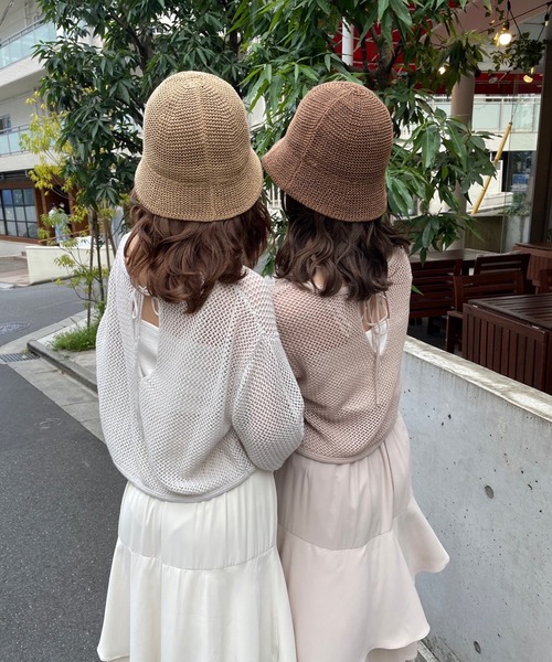 メッシュニットトップス