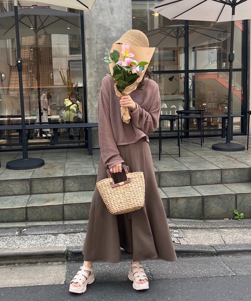 メッシュニットトップス
