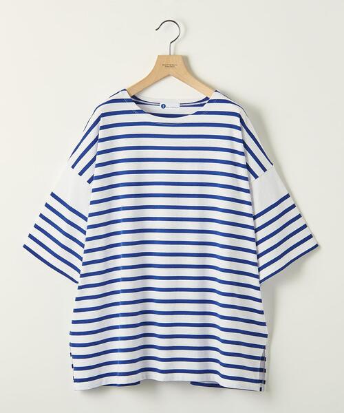 info. BEAUTY&YOUTH（インフォビューティアンドユース）の「【WEB限定】 ＜info. BEAUTY&YOUTH＞ スーパービッグ ナバルボーダーハーフスリーブ（Tシャツ/カットソー・メンズ・ブラック/その他1/ロイヤルブルー・S/M/L）」の3枚目の写真